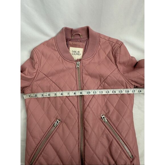Thread and Supply Faux Leather Pink Quilted Jacket Barbiecore Cute Sze S Barbie - Picture 8 of 11